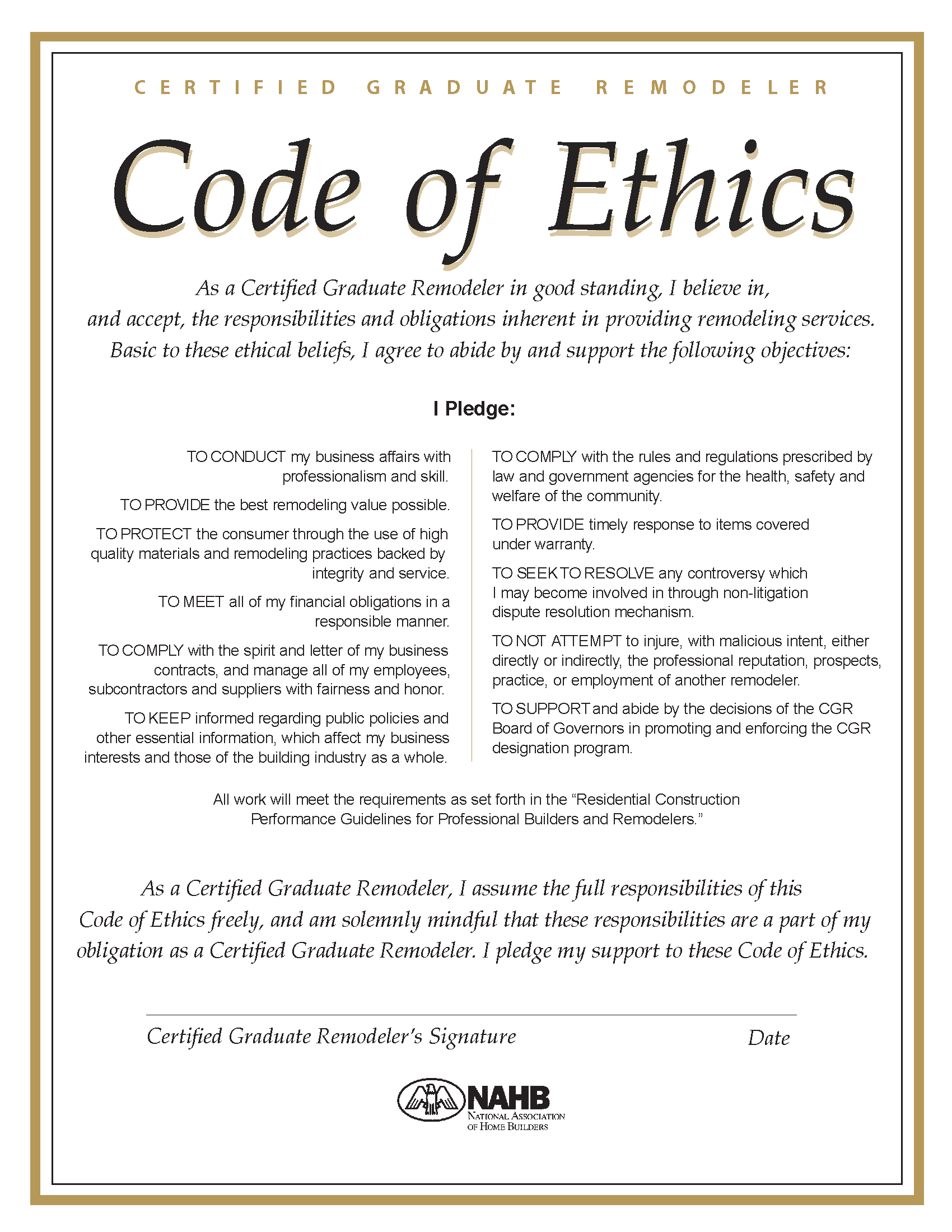 Code Of Ethics In Construction Industry